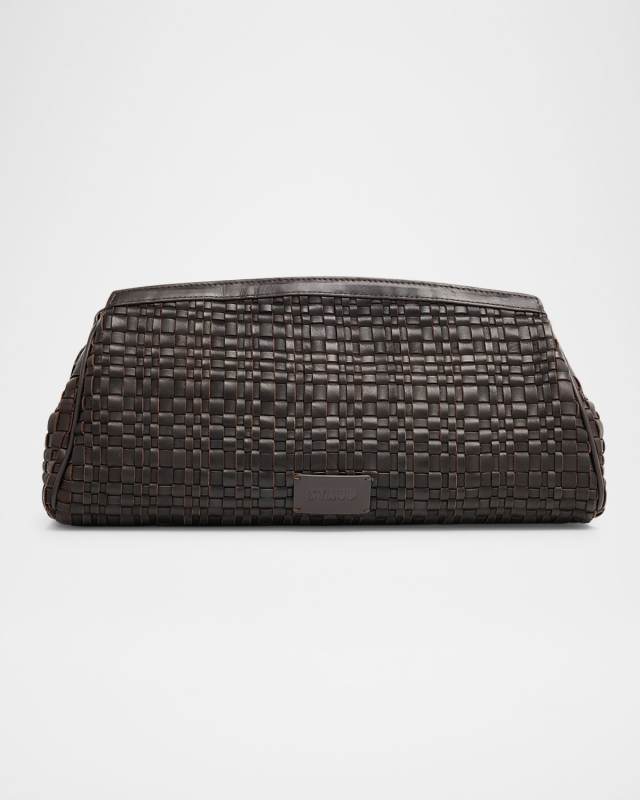 Maude Soft Woven Leather Clutch Bag